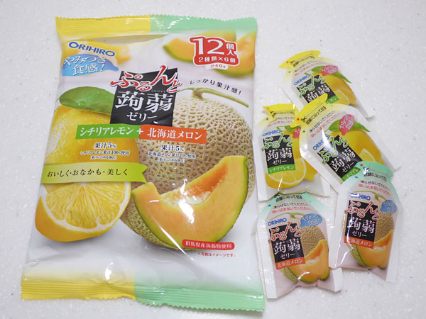 オリヒロ ぷるんと蒟蒻ゼリー　シチリアレモン+北海道メロン